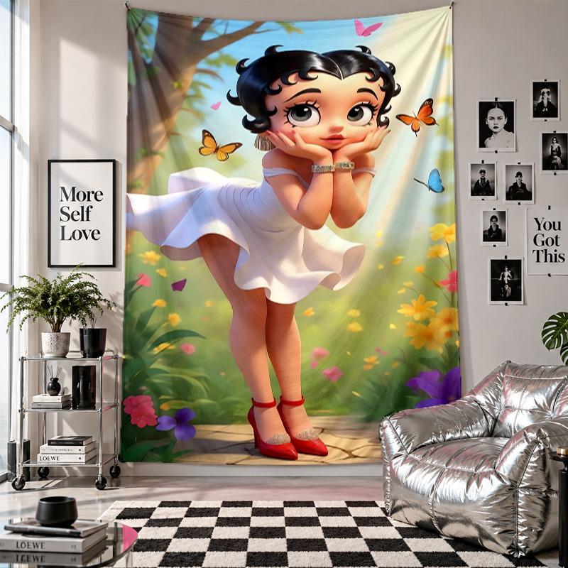 Wall TapestryBetty Boop Art Hanging Cloth Decorative Background Cover for Room Decoration