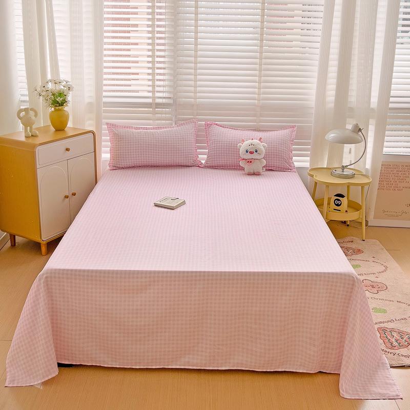 Ins Einzelprodukt einfache gewaschene Baumwolle Einzelstück Bettlaken hautfreundliches Schleifen Studentenwohnheim Einzeldecke dreiteiliges Set Großhandel