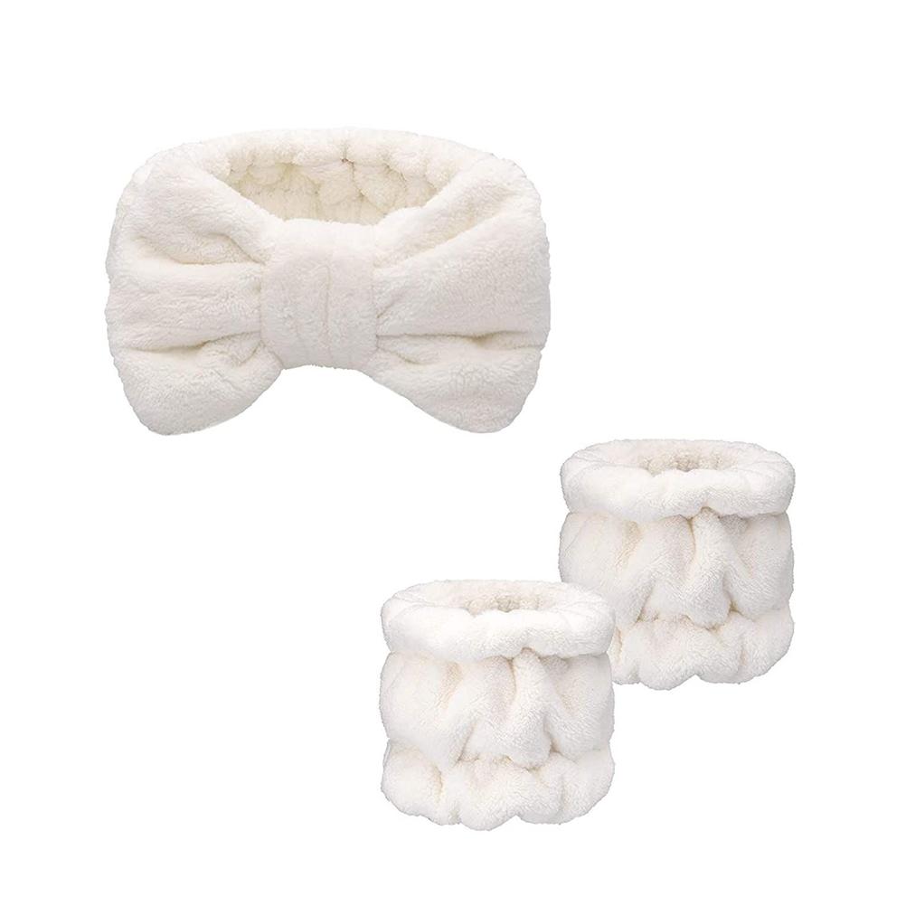 

Повязка на голову для макияжа, набор повязок для умывания на запястье для женщин и девочек, повязка на голову из микрофибры и фланели для душа