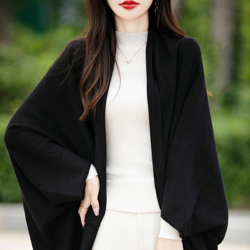 Women's Long-Sleeve Knit Cardigan - Spring/Autumn 2024, High-End, Loose Fit Sweater, Elegant Top