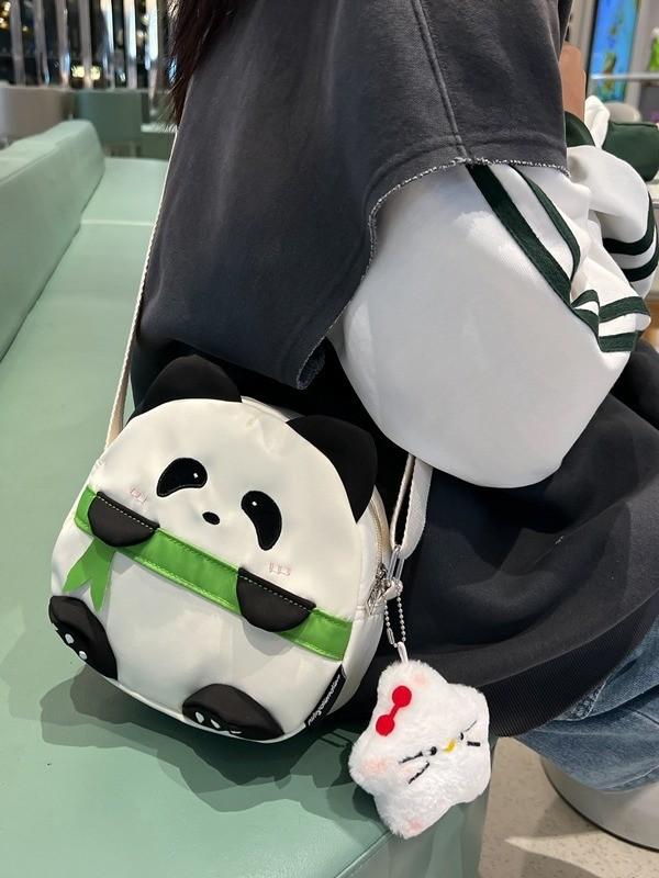 Panda Cartoon Small Shoulder Bag With Nylon Material For Daily Casual Use
