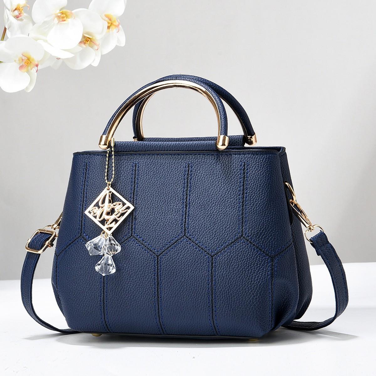 

Handheld Small Bag New Fashionable and Simple Women s Embroidered Thread Single Shoulder Crossbody Bag Trend темно-синього кольору