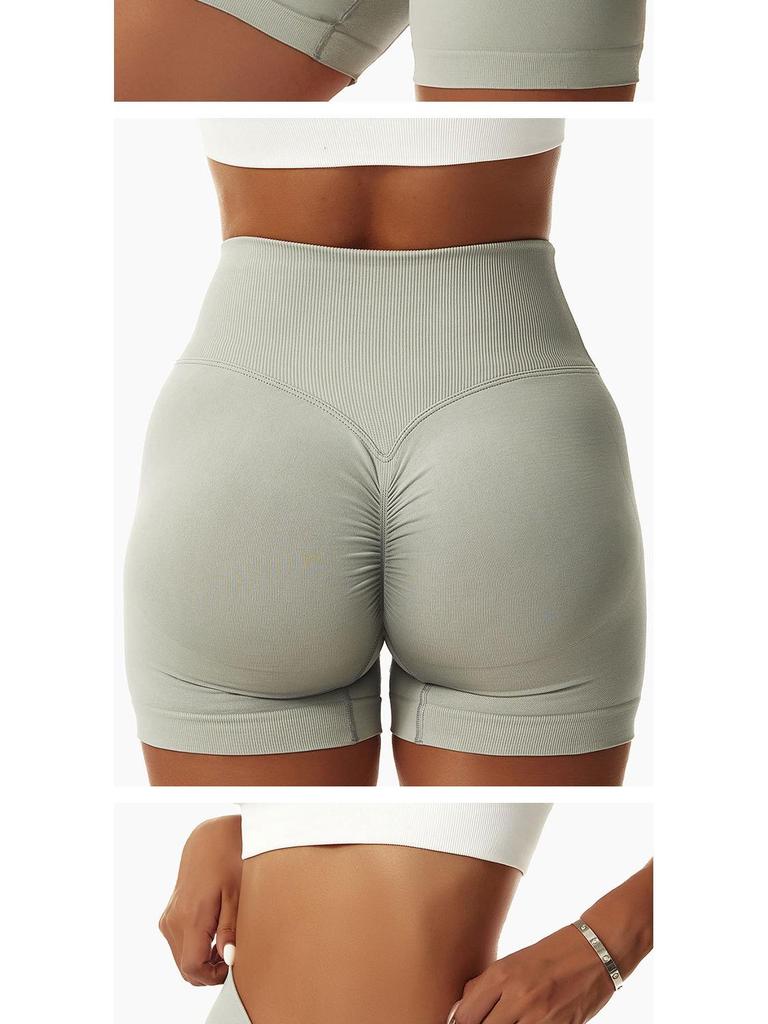 Women's High Waist Seamless Yoga and Running Shorts with Peach Lift