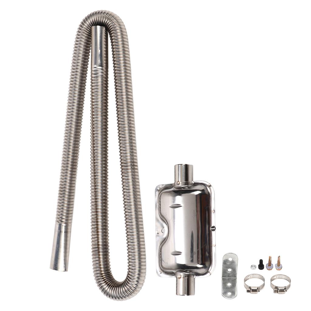 Parking   Heater Exhaust Pipe with Muffler Stainless Steel Fuel     Gas Vent Hose 2.5cm Inner Diameter