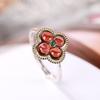 925 Sterling Silver Jewelry Natural Jade Crystal Plants Flower Jewelry Set Necklace Rings for Women Wedding Party Friend Gift