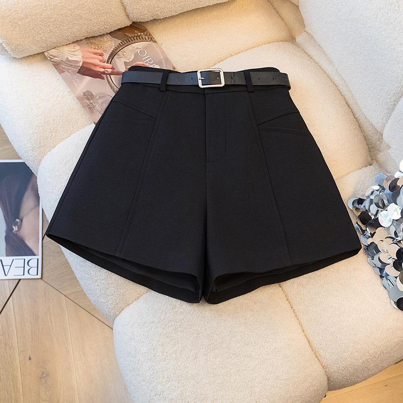 

Весна 2025 Женские широкие серые шорты А-силуэта с высокой талией, маленького размера L