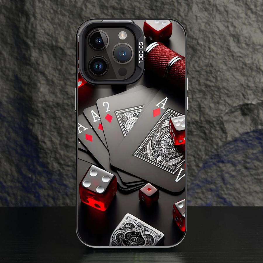 Phone Case for iPhone 15 16 Pro Max 11 13 Pro 14 Plus 12 11Pro 15Pro Max 16e Shell Cover Fundas Poker Cards And Dice