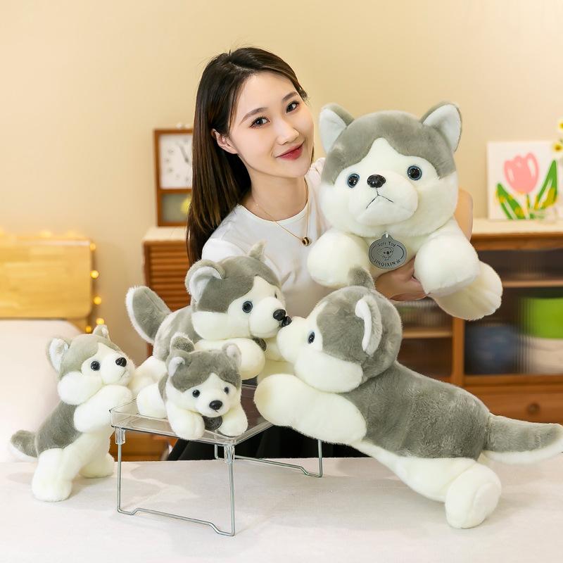 Cute party husky doll plush toy girl bed sleeping doll night market stall doll