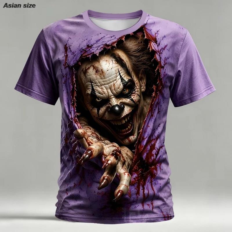 Halloween Men's Optical Clown Pattern 3D Printed Short Sleeve T-Shirt