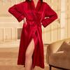 Long Sleeve Robe Ladies Summer Thin Waist Belt Pajamas