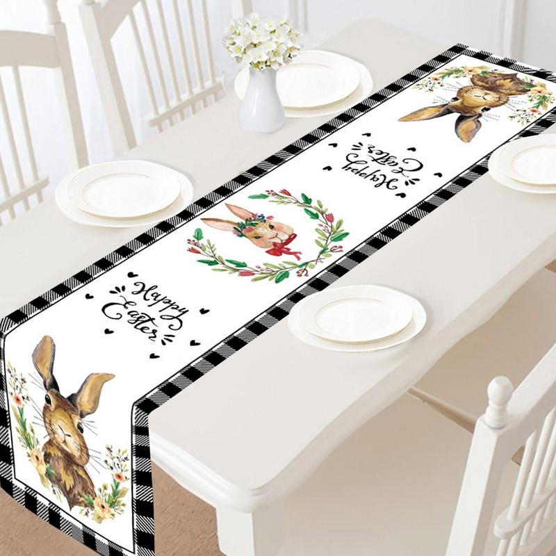 Easter Bunny Table Runner Printed Table Runner Table Flag Cloth Cover Coffee Tablecloth Party Home Decor For Kitchens Dining