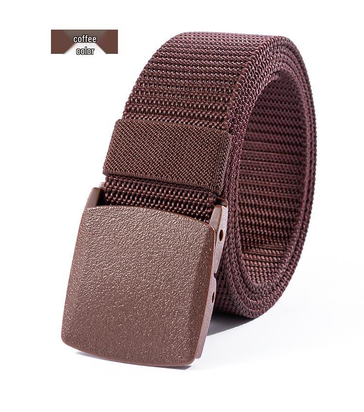 Men s Canvas & Leather Belt - Durable Military Style, Extended Fit, Versatile for Jeans 120cm Length, 3.8cm Width