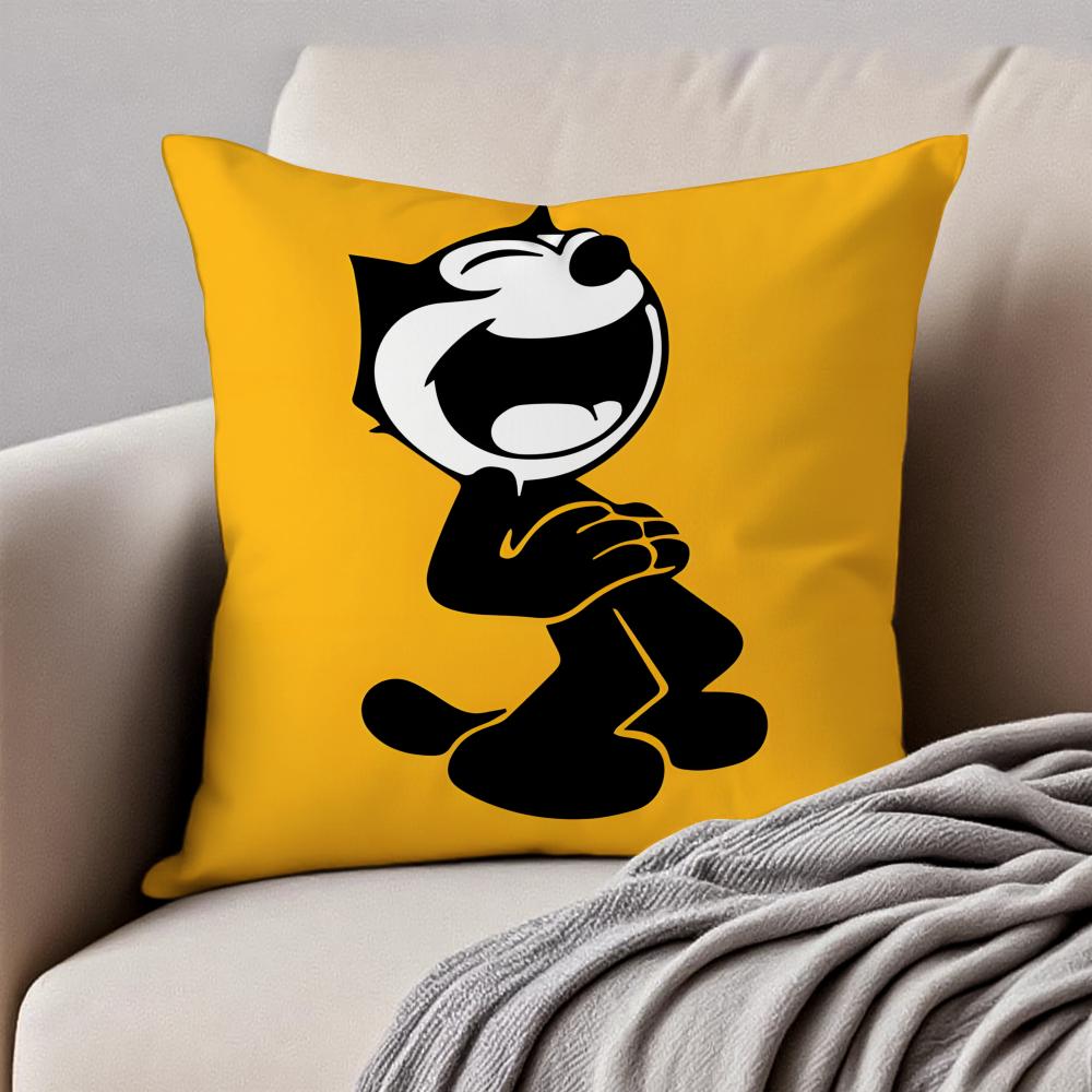 Cute and Classic Animation FFelix the Cats Cushion Cover Pillowcase Antidustmite Invisible Zipper Short Plush Sofa Cushion