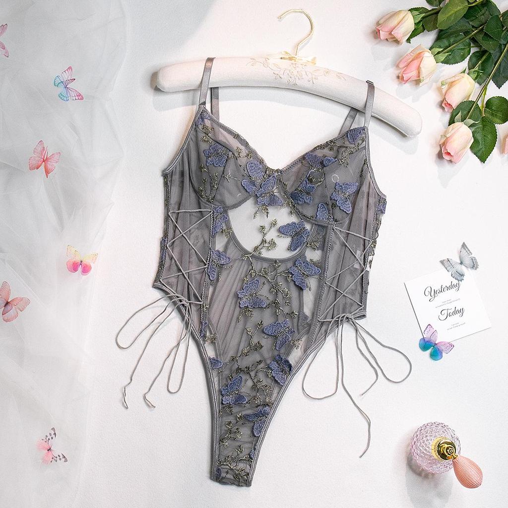 Sexy Butterfly Embroidery Slimming Bodysuit for Women