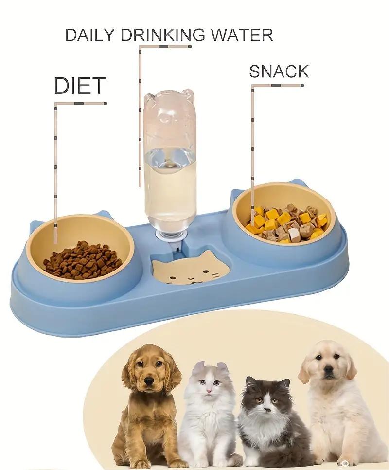 Cat Bowl With Automatic Water Food Bowl  Anti Slip Anti Spill Neck Protective Pet Dish Set For Cats Dual BowlsFor Food & Water