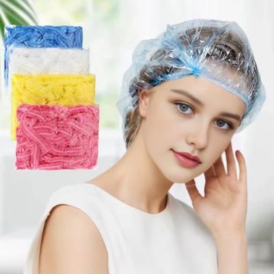 100 Piezas Gorro de Ducha Desechable Protección para los Oídos Talla Única Gorro de Baño Impermeable Transparente Gorro de Ducha para Salón de Peluquería