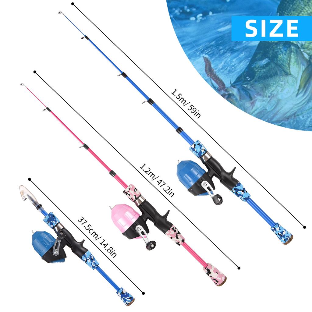 Portable Lightweight Kids Fishing Pole Telescopic Fishing Rod and Reel Combo Kit with Fishing Lures Fishing Lines Fishing Hooks