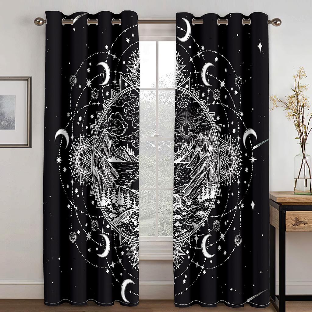 Zatemňovací závěs do ložnice Černý zatemňovací závěs do obývacího pokoje Dekor bohémské závěsy(2Panely) Cortinas Para La Sala