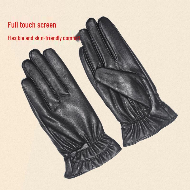 Women's PU Leather Warm Touchscreen Gloves