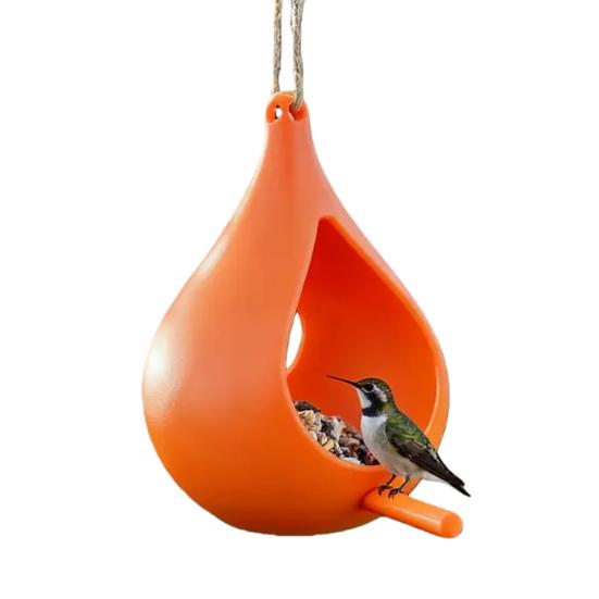 Wiszący karmnik dla ptaków w kształcie kropli, karmnik dla kolibrów z grzędą, łatwy do napełniania, wiszący karmnik dla ptaków, na zewnątrz, balkon, ogród