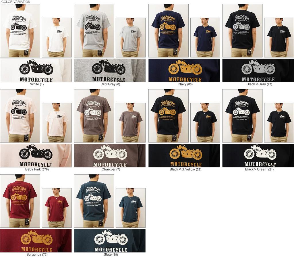 MOTORCYCLE Biker Original Print Short Sleeve Brand L Shiro [Jeans Bug] T-Shirt Men's Women's ST-MOTOR (1)