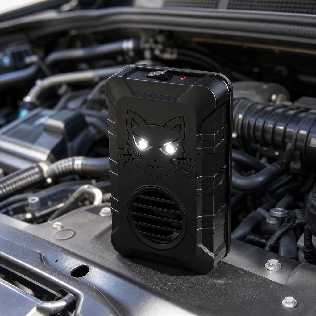 Ultrasonic Rodent Repeller Electronic Pest Control Device for Car Engine Compartment Square Design Durable Material Easy Installation