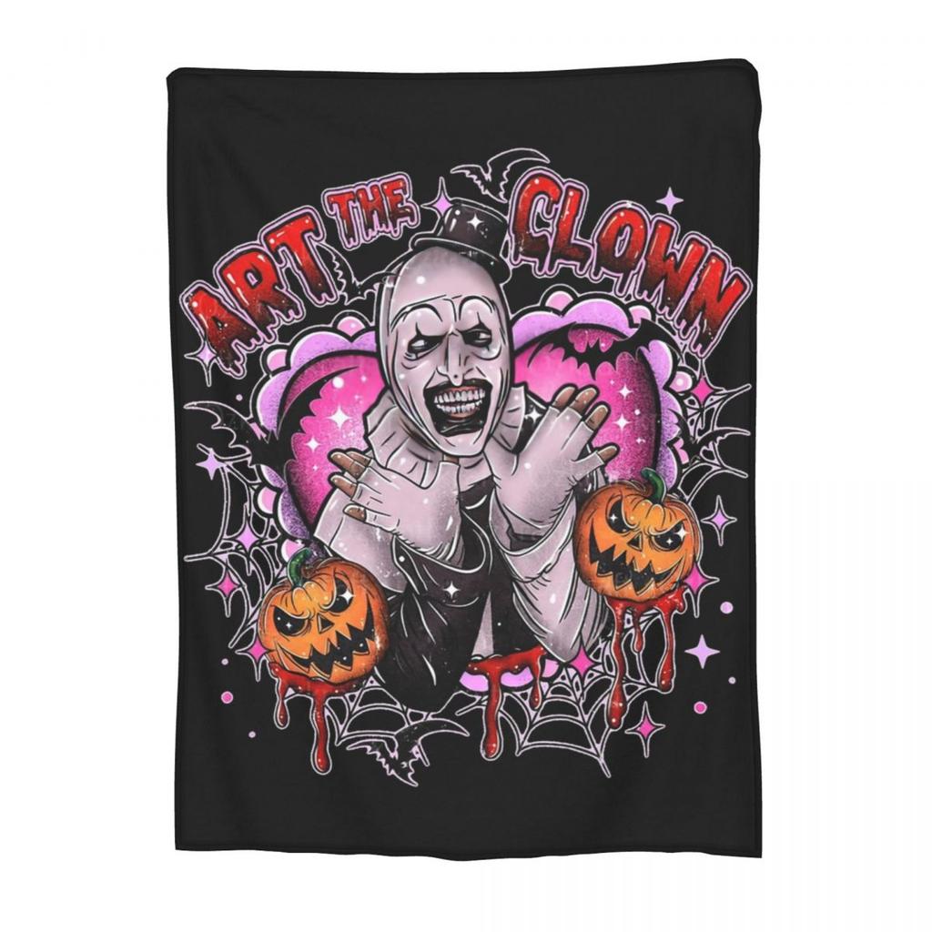 Terrifier Halloween Art The Clown Pumpkin Blankets Flannel Spring/Autumn Multifunction Throw Blankets for Bed Bedroom Bedspread