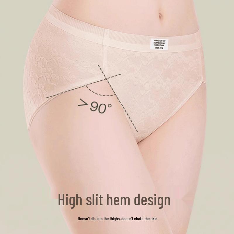 MaoRen Women's Seamless Pure Cotton Mid-Waist Antibacterial Briefs 4-Pack