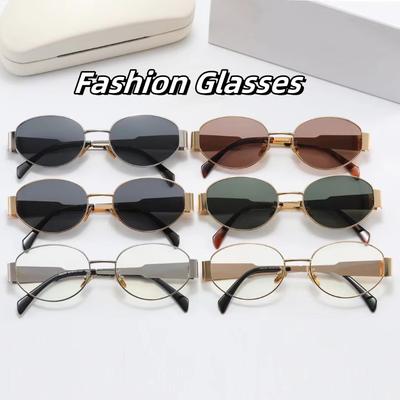 Damen Damen Mädchen Vintage Runde Fassung Brillen Brillen Ultra Leicht Herren Metall Elliptische Sonnenbrillen Mode Design Brillen