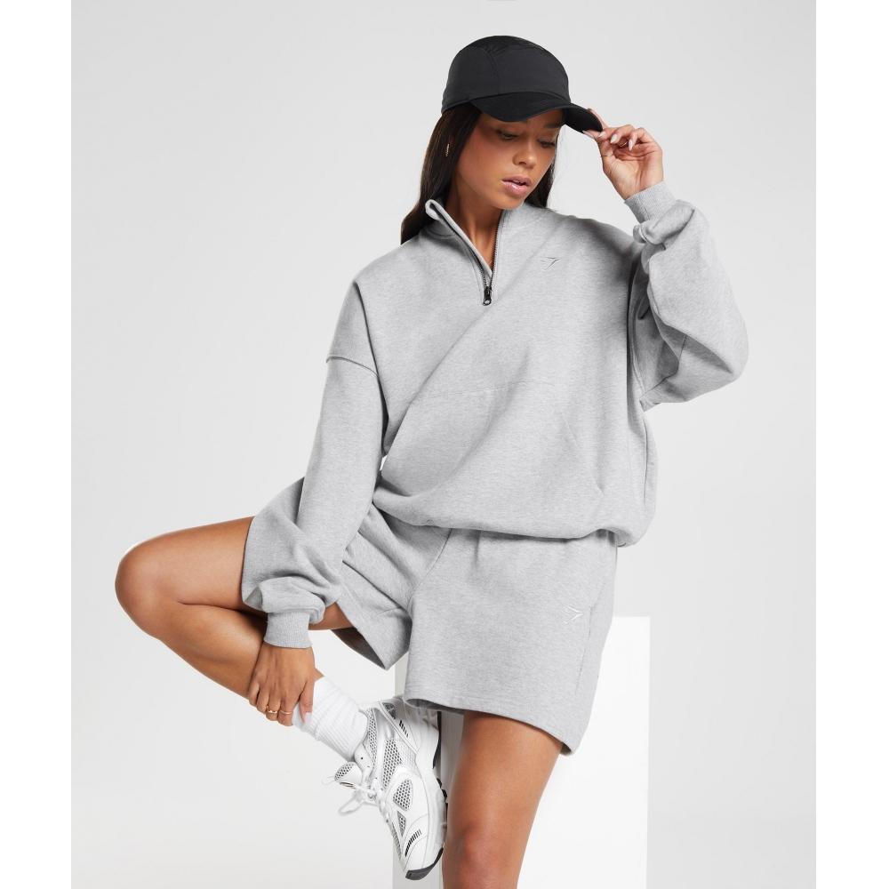 Gymshark Rest Day Sweats 1 2 Zip Pullover Light Grey Core Marl B3a9j Gbcn