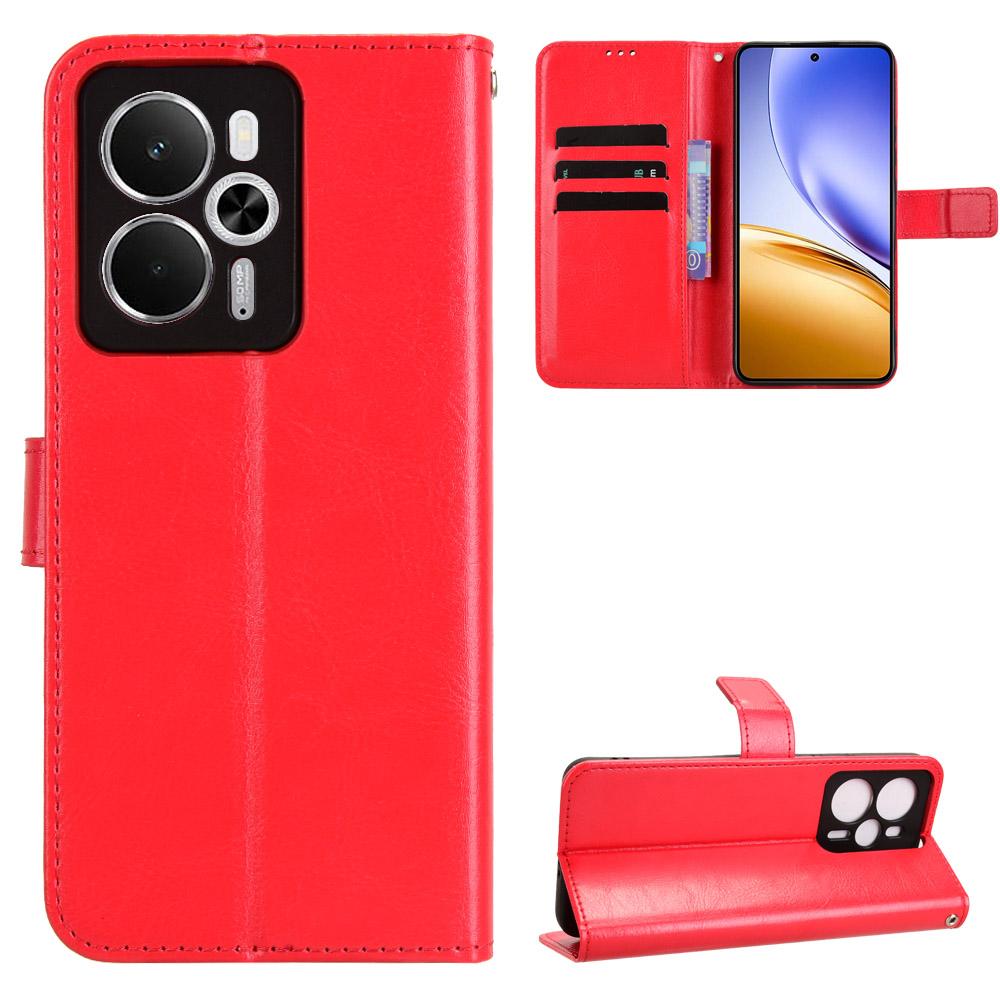 

For Realme 14T 5G/Realme 14 5G PU Leather Case with Strap Crazy Horse Texture Phone Wallet Cover D