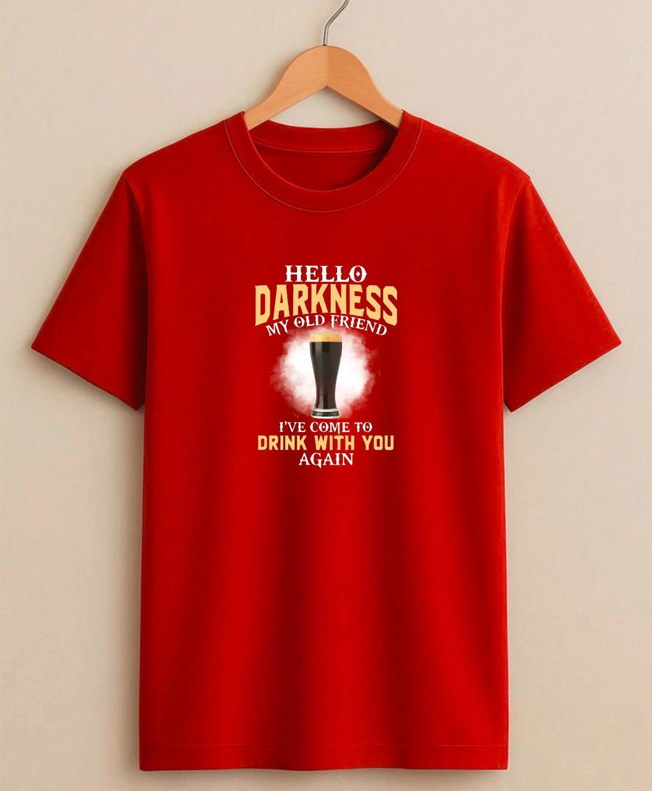 Funny Beer T-Shirt, Hello Darkness My Old Friend Stout Lover Gift Graphic Tee 4XL