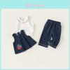 Girl Denim Outfit Three Piece Set With Soft Fabric For Autumn And Spring Wear