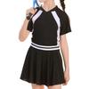 Girls UV Protection Short Sleeve One-Piece Swimsuit Quick Dry Swimwear Pool Beach Water Sports