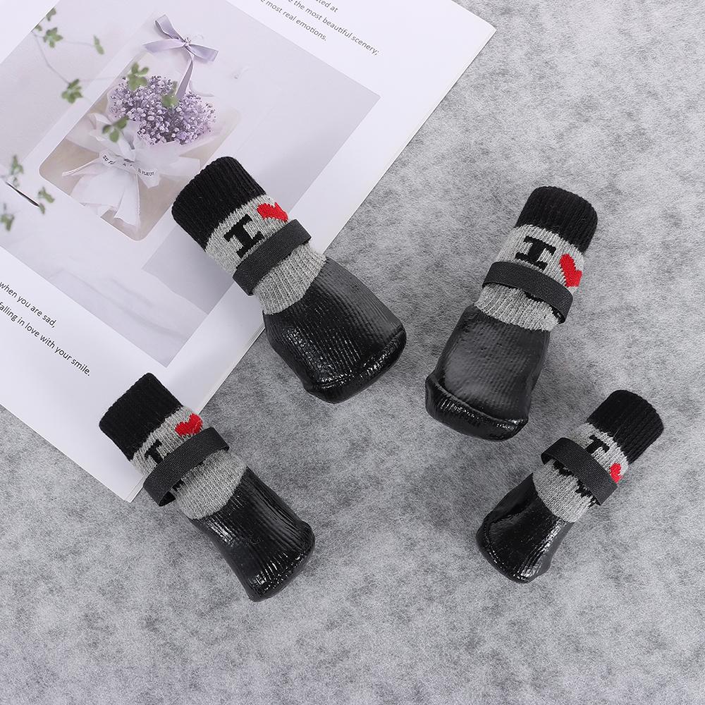 Cute Waterproof Dog Shoes Warm Soft Sole Puppy Boots Anti-Slip Adjustable Dog Foot Covers for Small Dog Chihuahua
