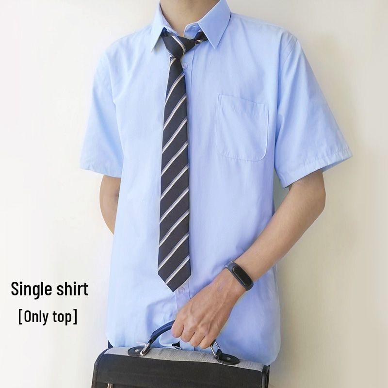 

Трендовая японская белая рубашка больших размеров с коротким рукавом - летний топ для студенческой униформы M