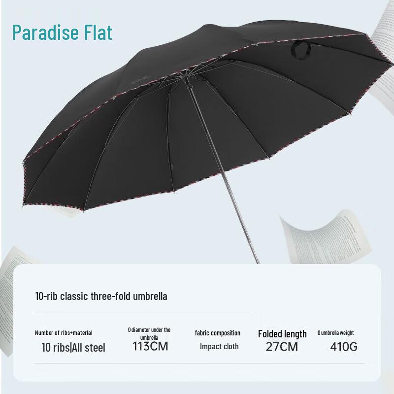 Paradise Umbrella Large 10-Rib Classic Plaid Folding Umbrella