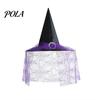 Lightweight Fabric Witch Hat Steeple Halloween Hat, with Lace Edge, Pointed Breathable Headwear, for Cosplay Party Costume Performance