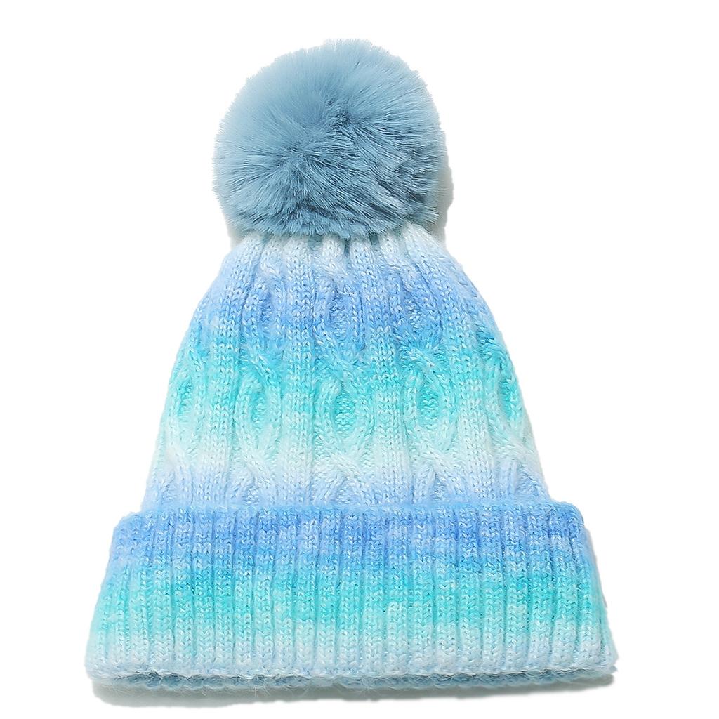 Winter Hat Children's Winter New Velvet Thermal Cap Tie-dyeing Gradual Change Color Wool Hat Pullover Hat Knitted Hat