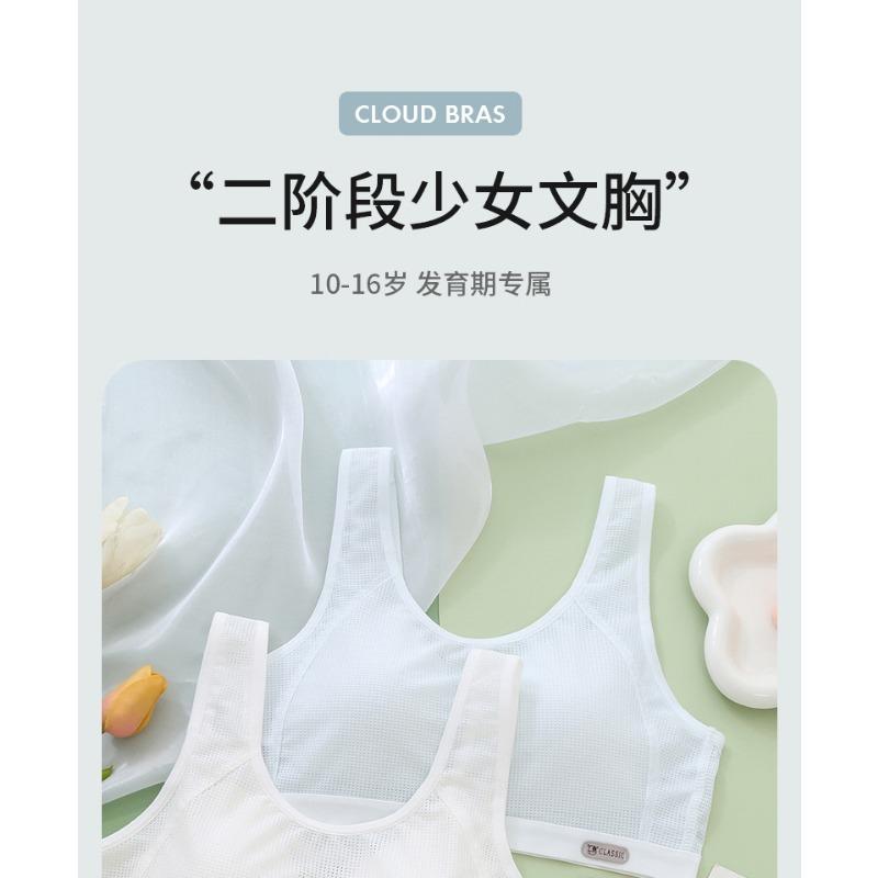 Teenage Big Girls Puberty Development Thin Vest Style Wireless Student Bra