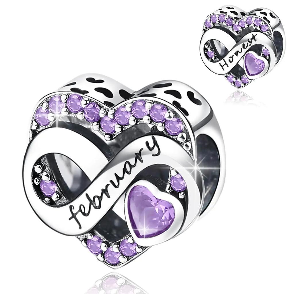 Copper 1-12 Month Love Series Birthday Charms Bead Fit Original Bracelet For Women Diy Bead For Matching Jewelry Making Gift