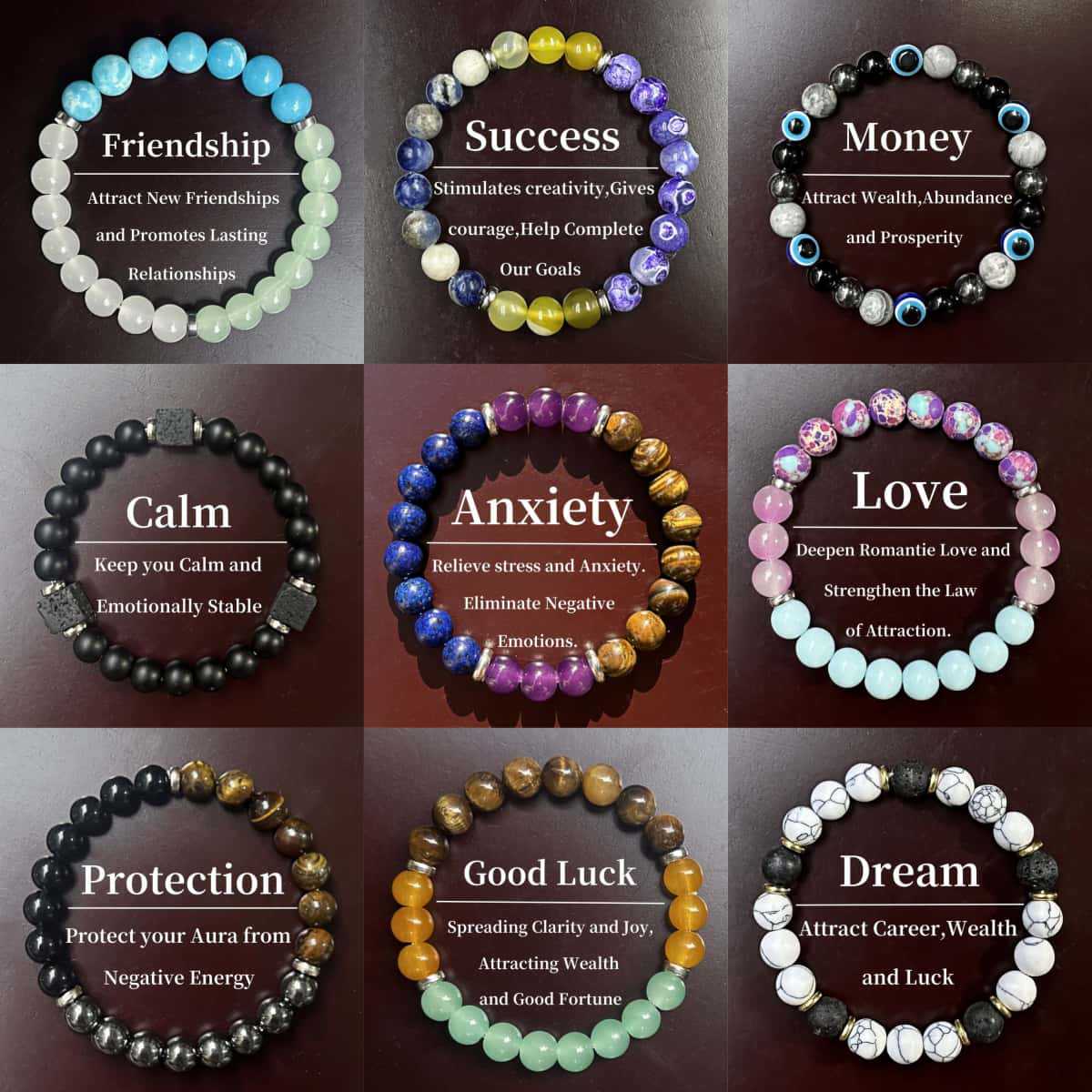

Natural mineral bracelet for women or men 8mm