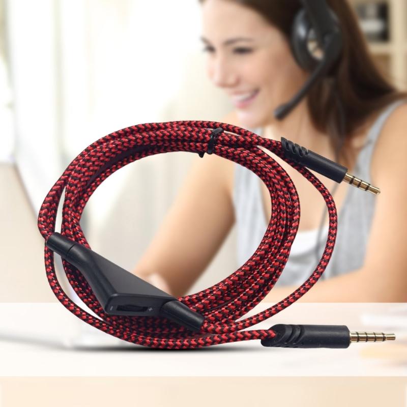 Nylon Braided Headphone Cord 2M Length for A10 A40 A40TR A50TR Gaming Headsets Feature Wire Adjustment