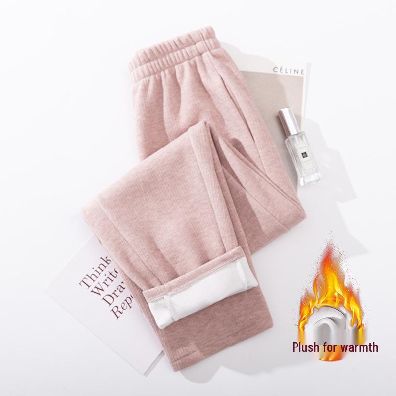 

Женские брюки-сигареты Feiyuanxiu на флисовой подкладке, с эластичной талией - Теплые, повседневные, универсальные, длиной до щиколотки Large