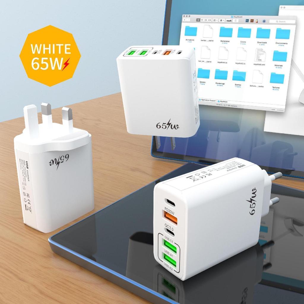 High-Power Multi-Port Universal PD Charger with US/EU Plug