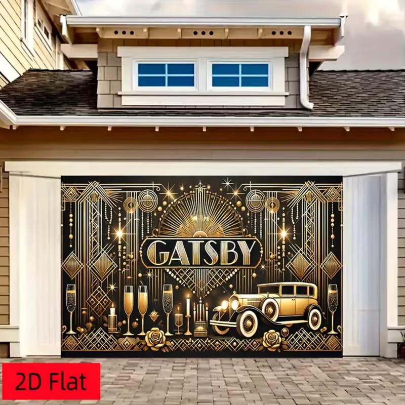 2D Luxe Black Gold Gatsby Art Deco Backdrop Roaring 20s Party Background