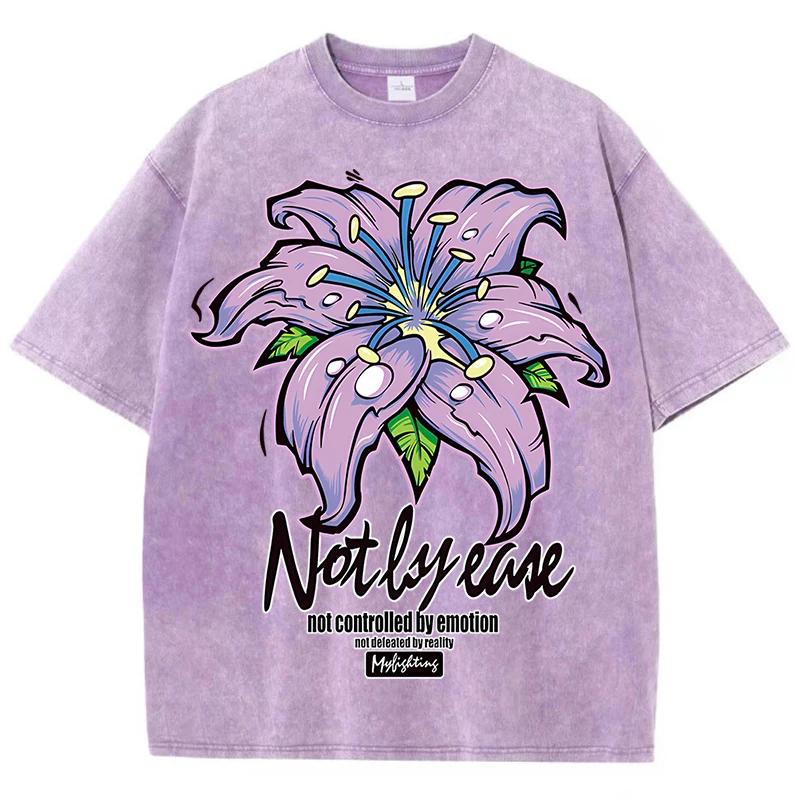 

Винтажная удобная футболка с ярким принтом цветущих цветов для мужчин и женщин, свободная, дышащая, с эффектом выварки. XL