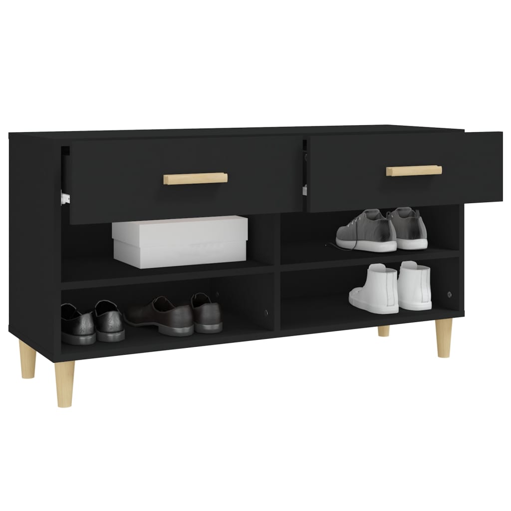 Vidaxl Szafka Na Buty, Czarna, 102X35X55 Cm, Materiał Drewnopochodny