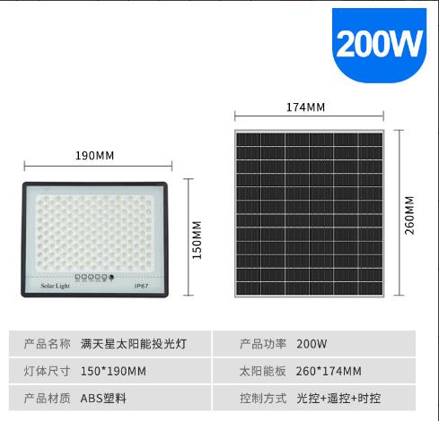 Solar Outdoor Multi-power LED Energy-saving Waterproof Floodlight Remote Control Corridor Garden Garden Balcony Garage Lighting