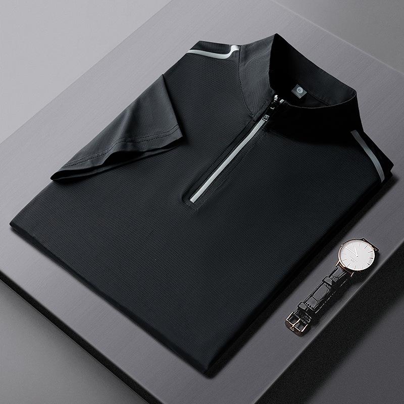 

Летняя футболка-поло Ice Silk Quick Dry, мужская футболка-поло на молнии, легкая деловая рубашка XXXXXL